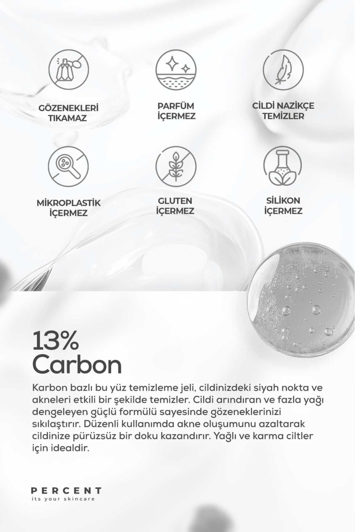 Percent Siyah Nokta ve Akne Karşıtı Yüz Temizleme Jeli