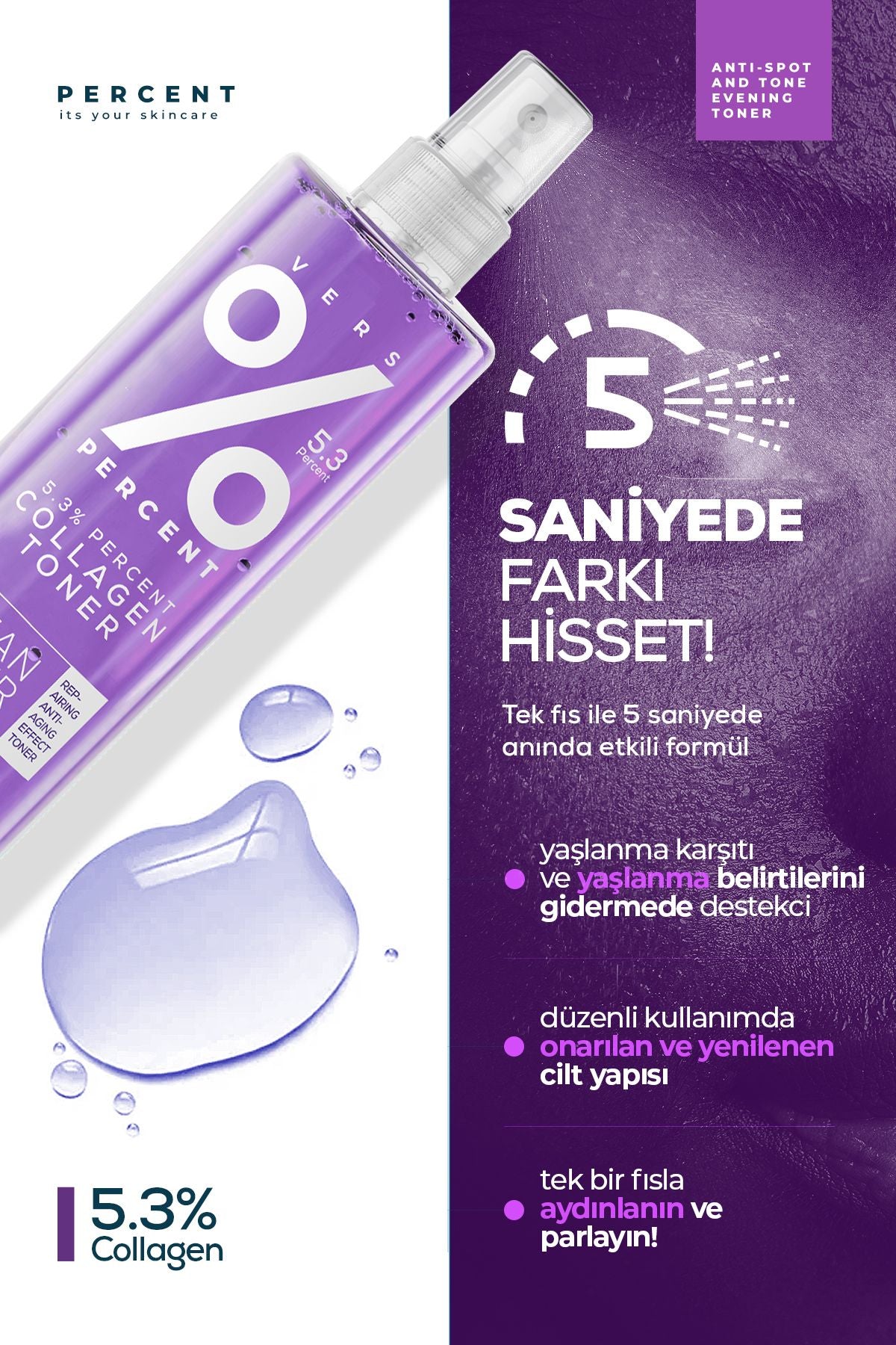 Percent Onarıcı ve Anti-Aging Etkili Tonik